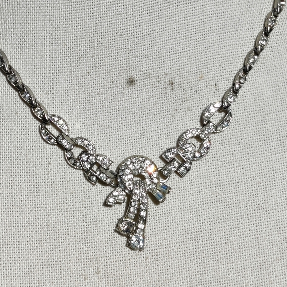 Vintage 1930s art deco pot metal paste stone necklace - Picture 11 of 12
